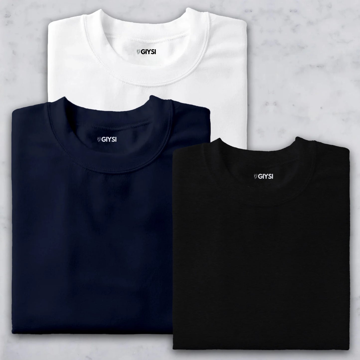 Bare Weave's Premium T-Shirt Combo – White, Navy Blue & Black