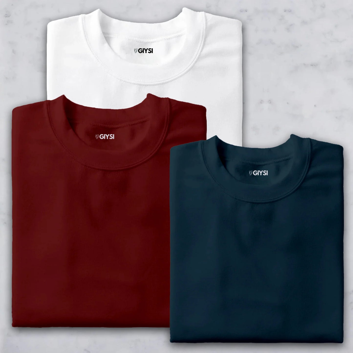 Bare Weave's Premium T-Shirt Combo – White, Red & Teal Blue