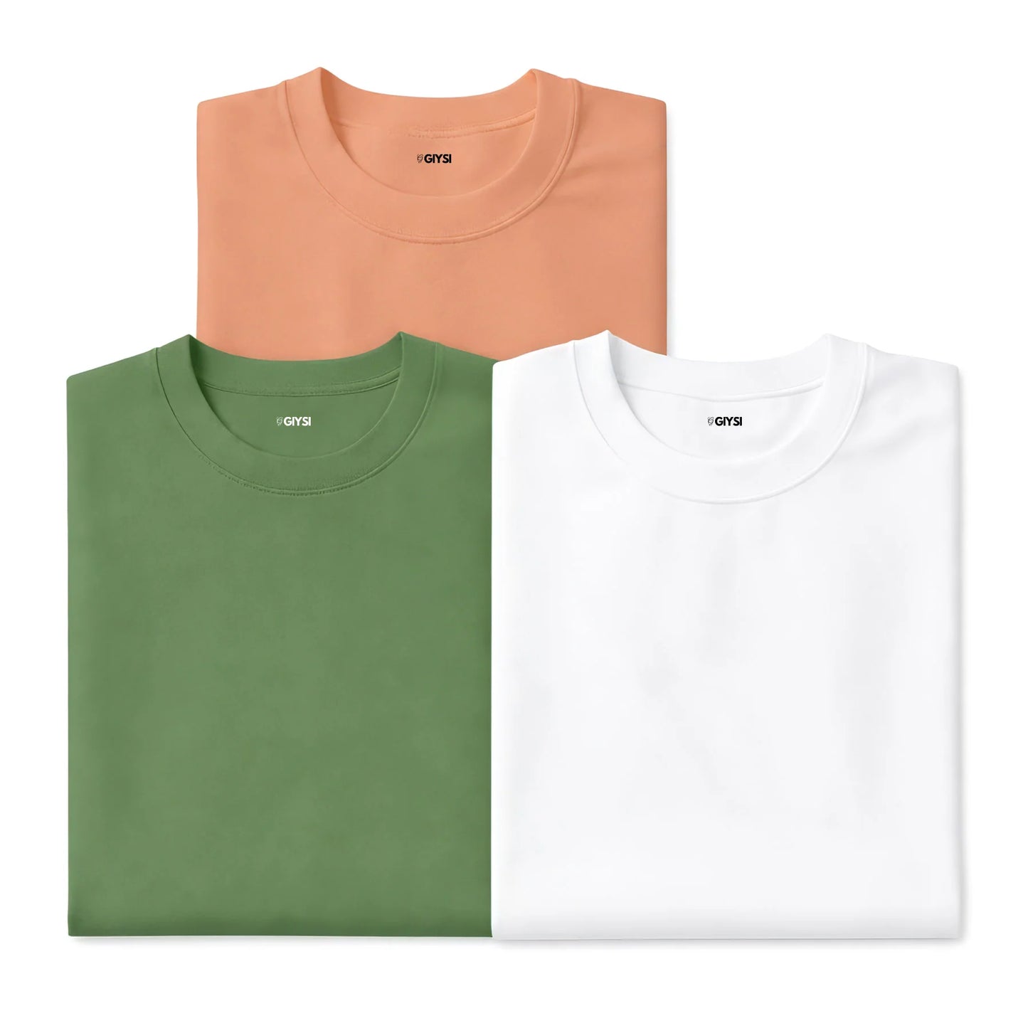 Bare Weave's Premium T-Shirt Combo – White, Peach & Pista Green