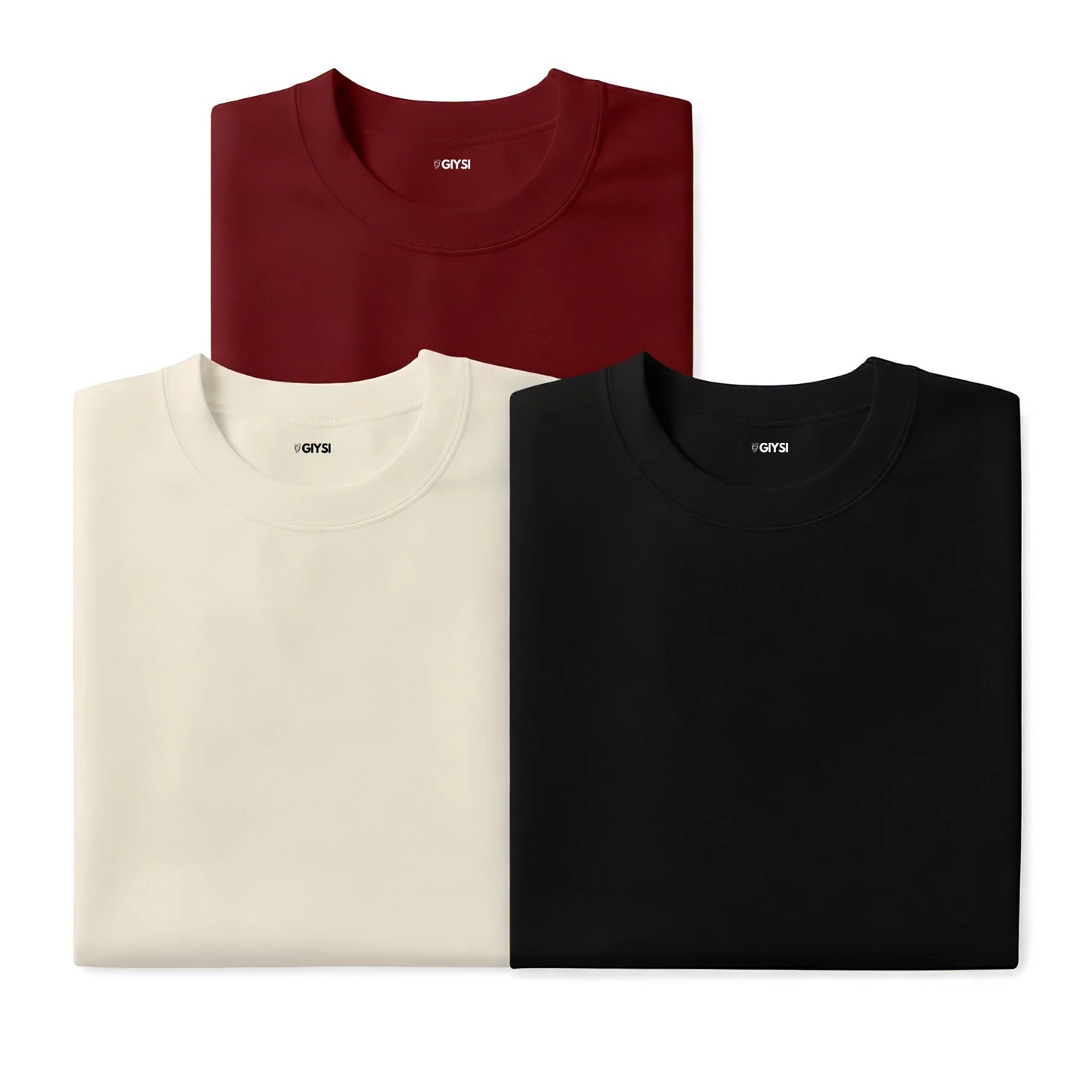 Bare Weave's Premium T-Shirt Combo – Maroon, Ivory & Black