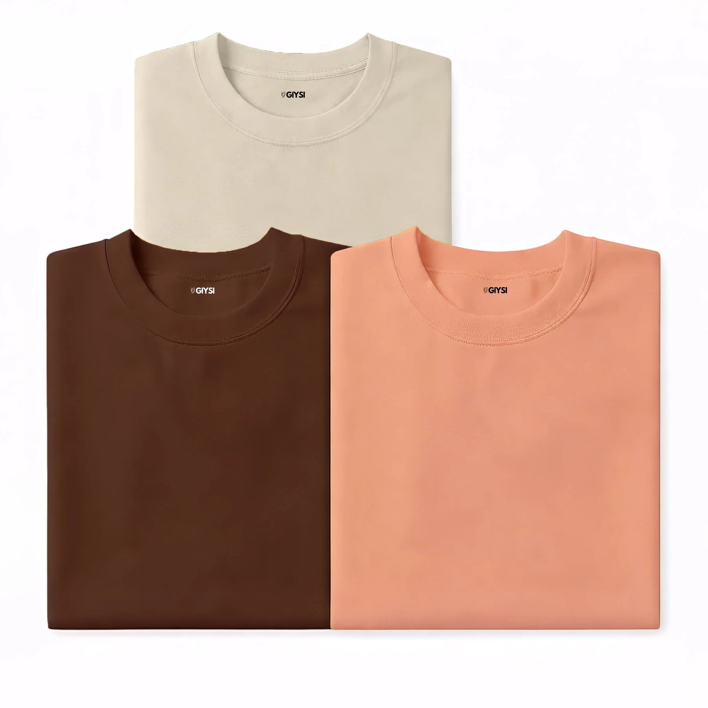 Bare Weave's Premium T-Shirt Combo – Ivory, Brown & Peach