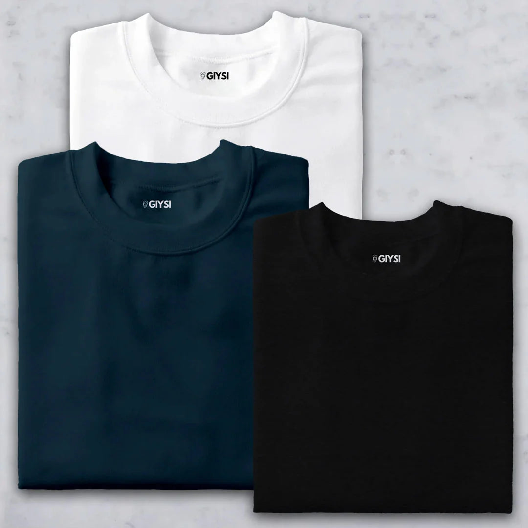 Bare Weave's Premium T-Shirt Combo – White, Teal Blue & Black