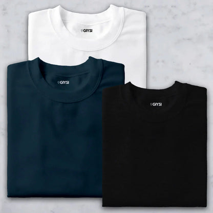 Bare Weave's Premium T-Shirt Combo – White, Teal Blue & Black