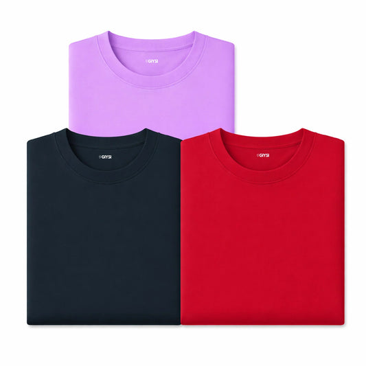 Bare Weave's Premium T-Shirt Combo – Lilac, Navy & Red