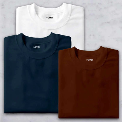 Bare Weave's Premium T-Shirt Combo – White, Navy & Brown