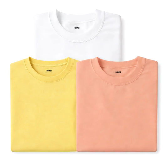 Bare Weave's Premium T-Shirt Combo – White, Yellow & Peach