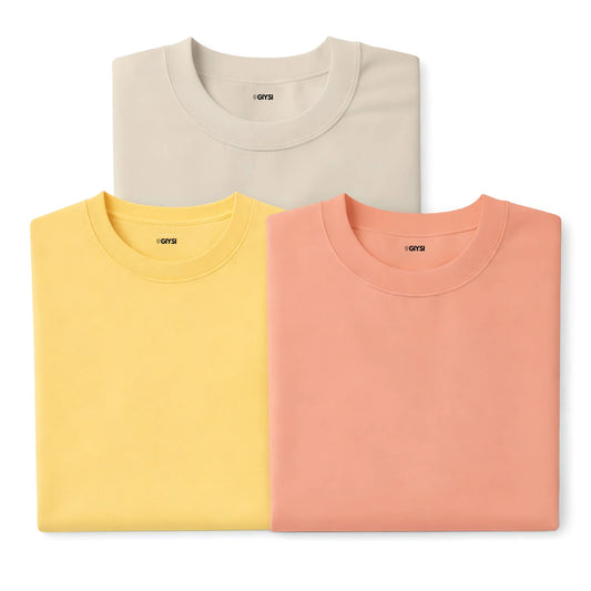 Bare Weave's Premium T-Shirt Combo – Ivory, Yellow & Peach