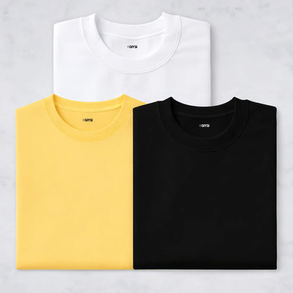 Bare Weave's Premium T-Shirt Combo – White, Yellow & Black