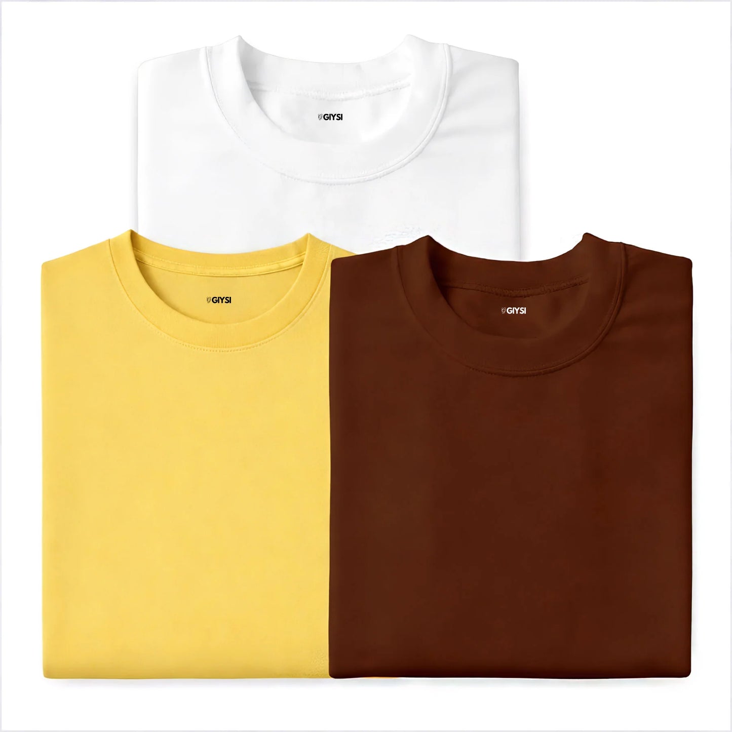 Bare Weave's Premium T-Shirt Combo – White, Yellow & Brown