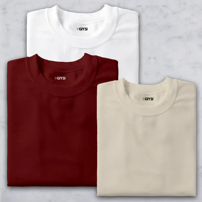 Bare Weave's Premium T-Shirt Combo – White, Red & Cream