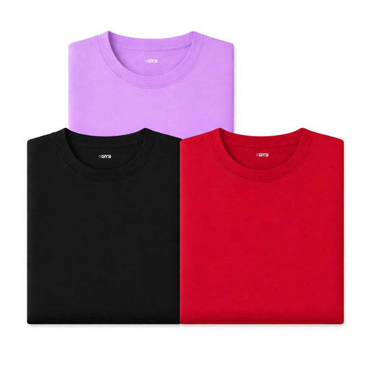 Bare Weave's Premium T-Shirt Combo – Lilac, Black & Red