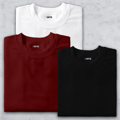 Bare Weave's Premium T-Shirt Combo – White, Red & Black
